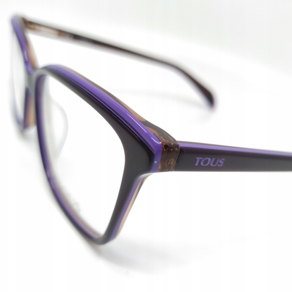 TOUS Eyeglasses VTOA35 Color 0D90 Dark Brown with Purple Accents Size 54 16 135 - Picture 11 of 12